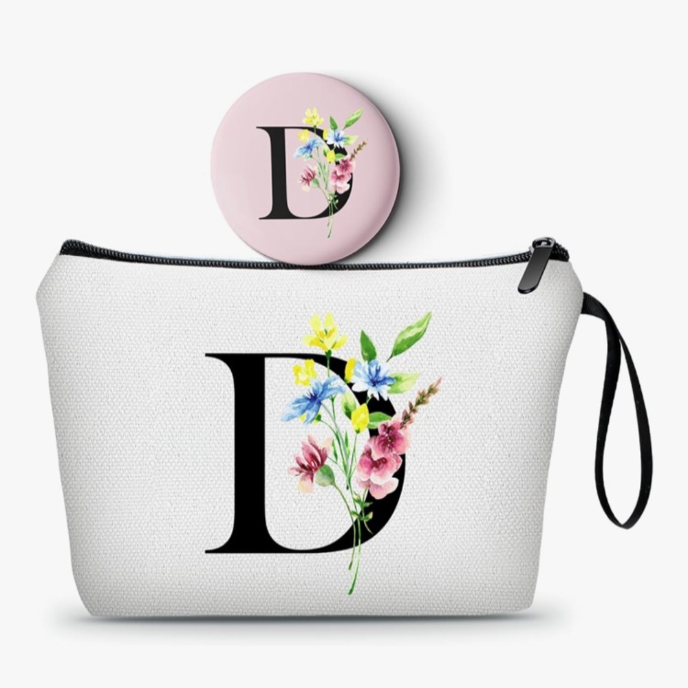 Canvas Initial “D” Clutch with Mirror